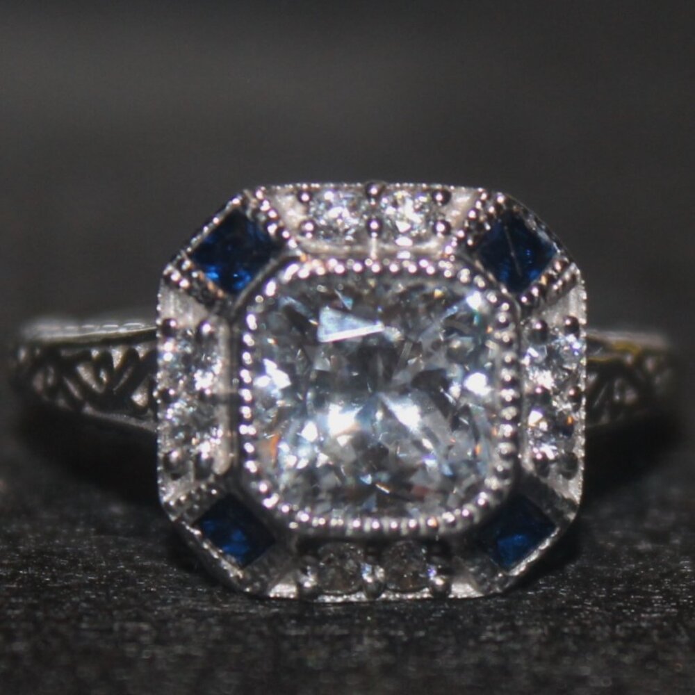 Vintage Art Deco 925 Sterling Sapphire Ring Just like Your Grandmothers Ring